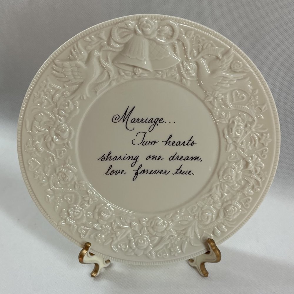 Vintage NIB Russ White Lace & Promises Porcelain Collectible Marriage Plate